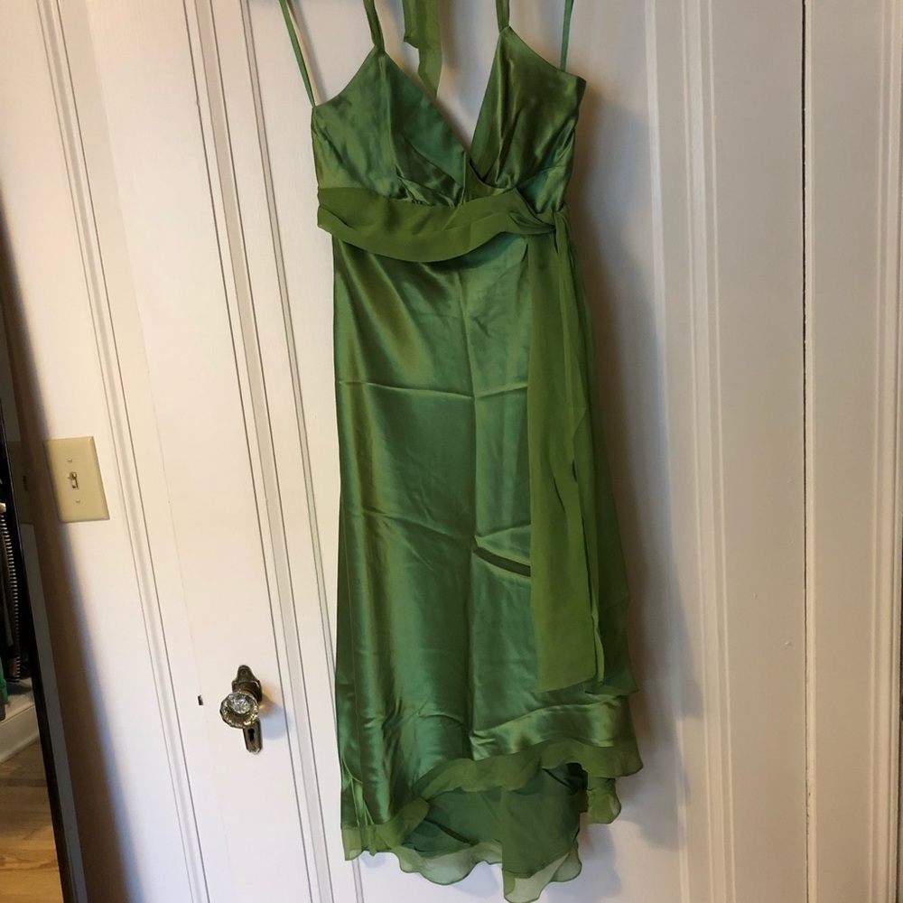 BCBG Max Azria lime green silk cocktail dress